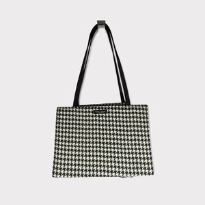 Vintage Kate Spade Sam Houndstooth Tote Bag Black White Y2K